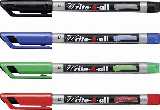 Permanent Marker - STABILO Write-4-all Wallet of 4 Medium Assorted Colours