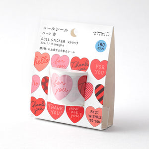 Roll Sticker Metallic Heart Red