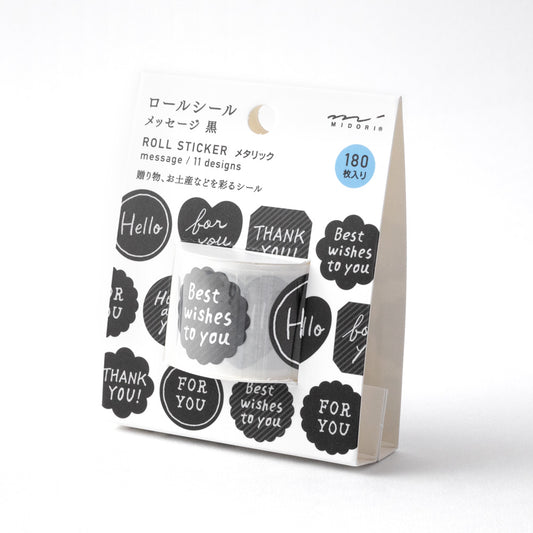 Roll Sticker Metallic Message Black