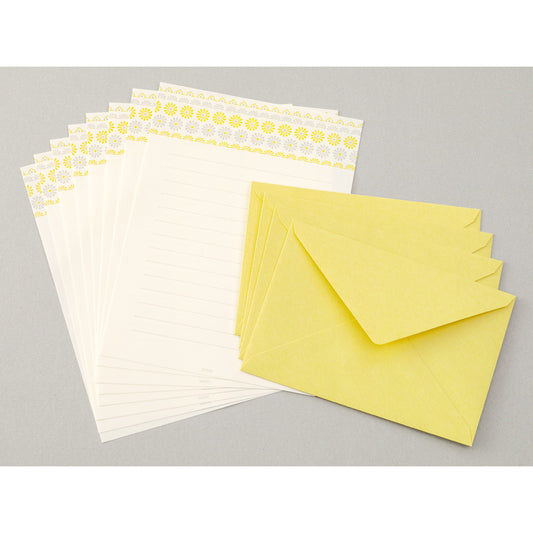 Letter Set 477 Letterpress Flower Line Yellow