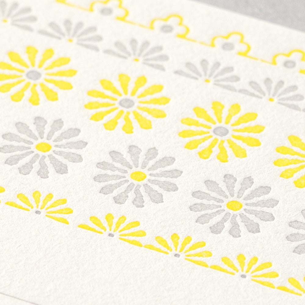 Letter Set 477 Letterpress Flower Line Yellow