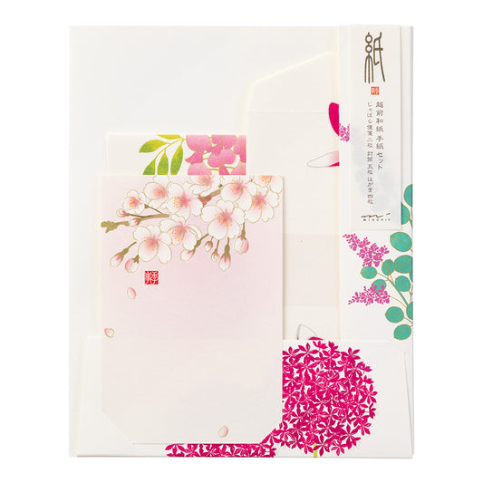Letter Writing Set Seasonal Flowers Pink