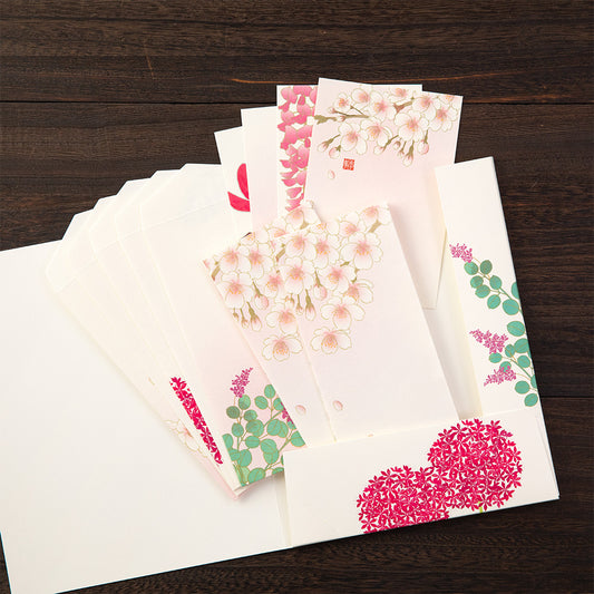 Letter Writing Set Seasonal Flowers Pink