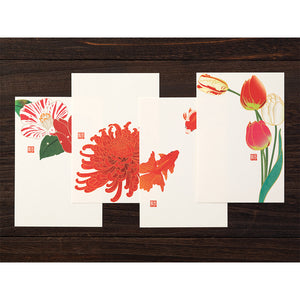 Letter Writing Set Seasonal Flowers Red