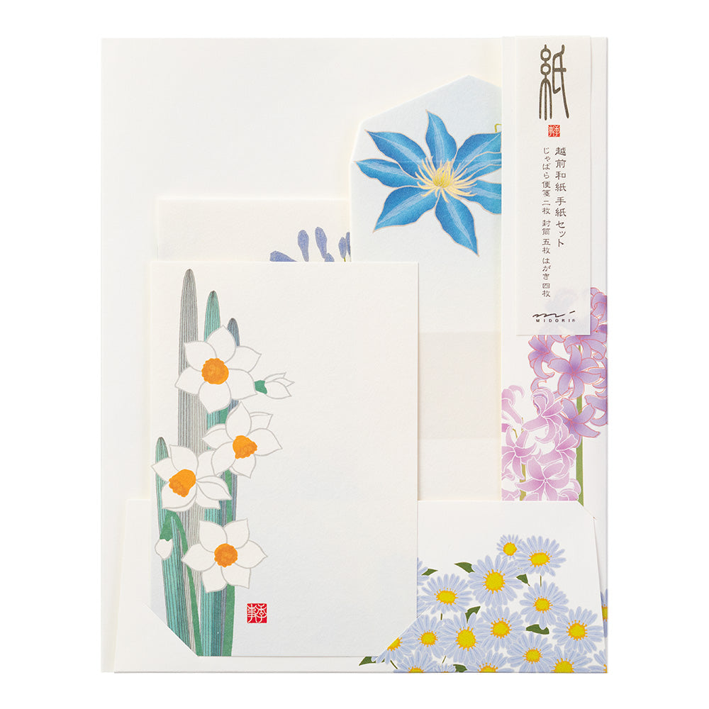 Letter Writing Set Seasonal Flowers Blue