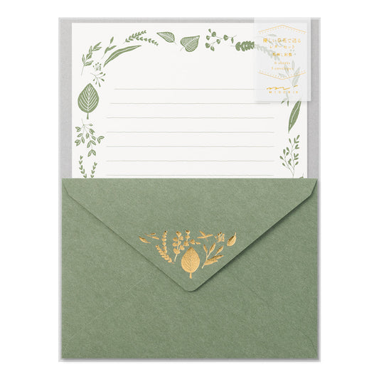 Letter Set 507 Foil-stamped Envelopes Leaves