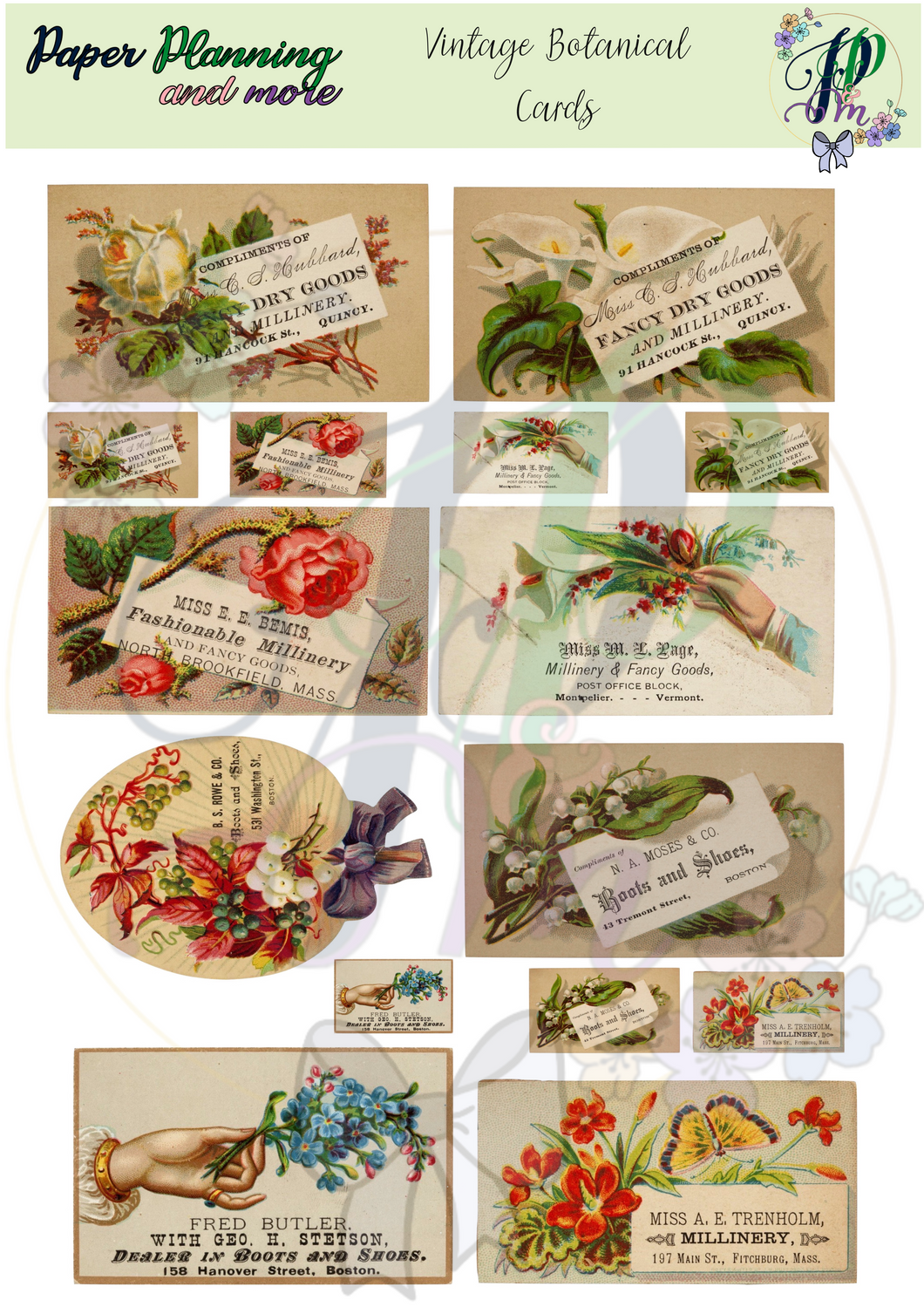 Vintage Botanical Cards Sticker Sheet 4