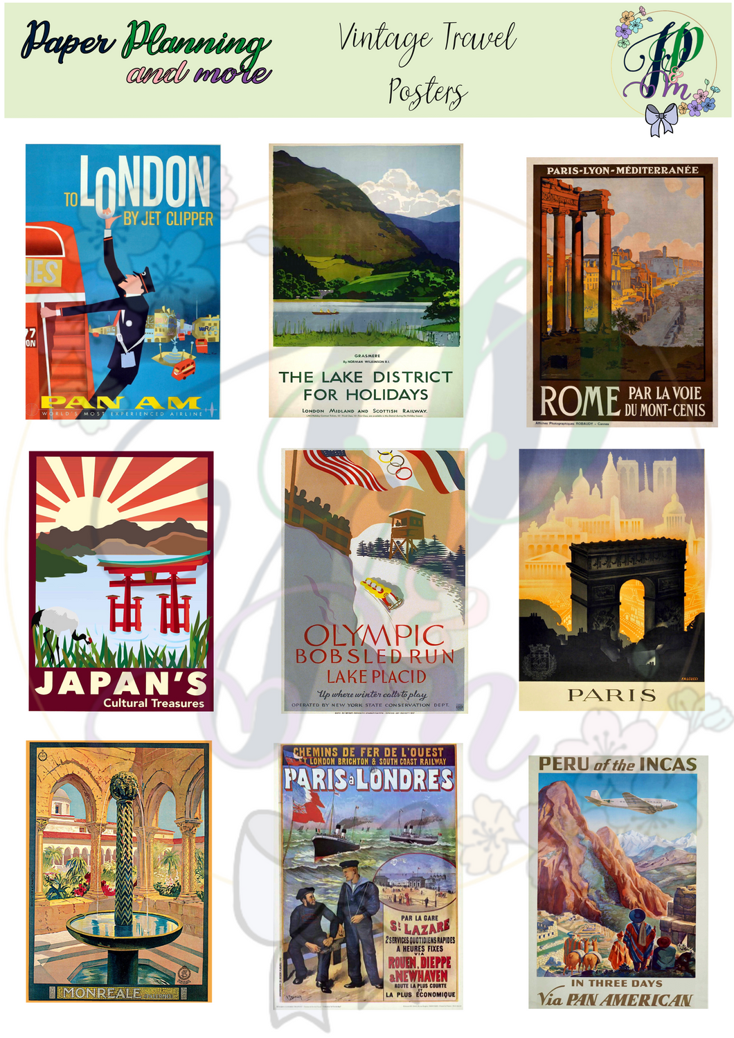 Vintage Travel Posters Sticker Sheet