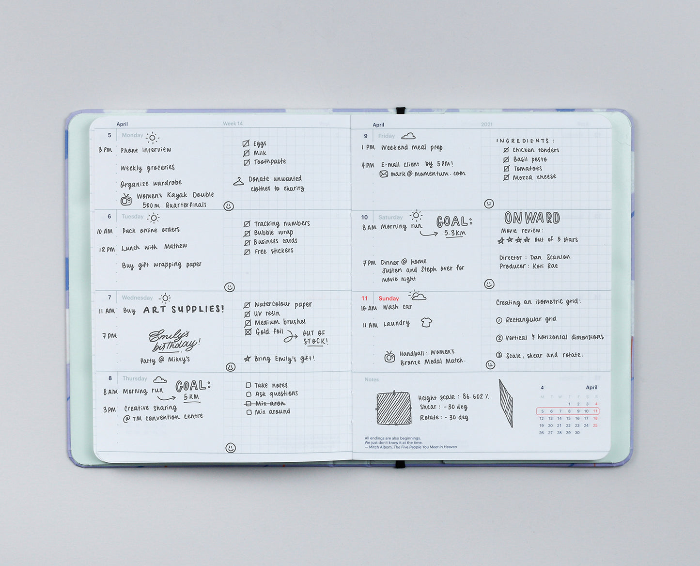 Almond Blossoms Undated Planner - Weekly Horizontal