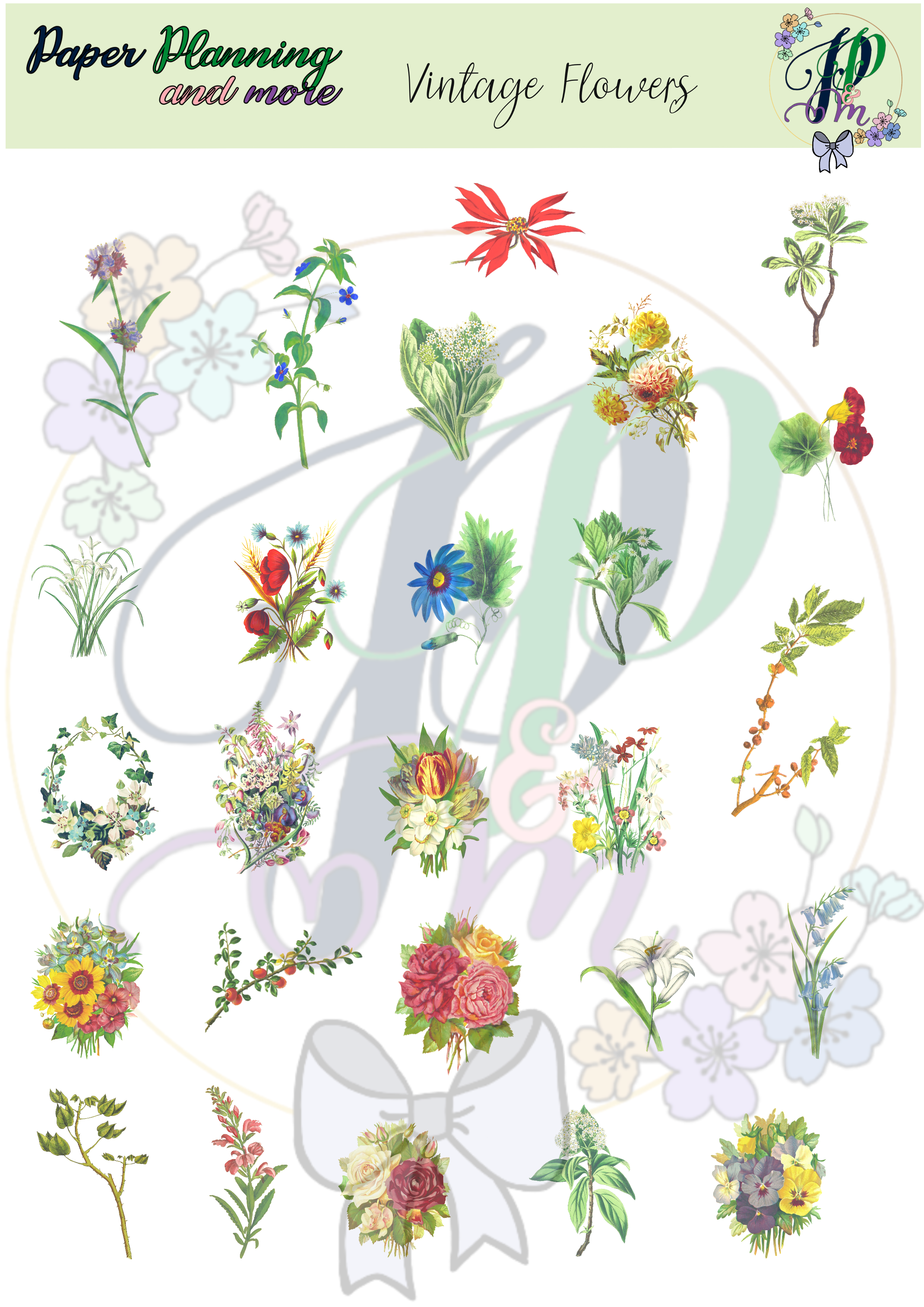 Vintage Flowers Sticker Sheet – Paper planning and more