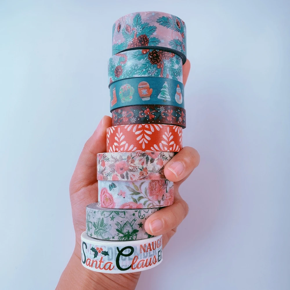9 piece Christmas Wreaths Washi Tape Set