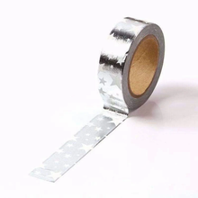 Load image into Gallery viewer, Foil Silver Starts Washi Tape
