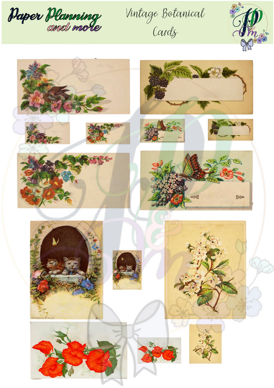 Vintage Botanical Cards Sticker Sheet 1