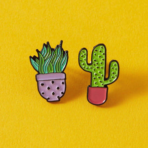 Lilac & Pink Cactus Duo Enamel Pin Set