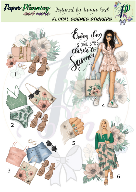Floral Scenes Sticker Sheet