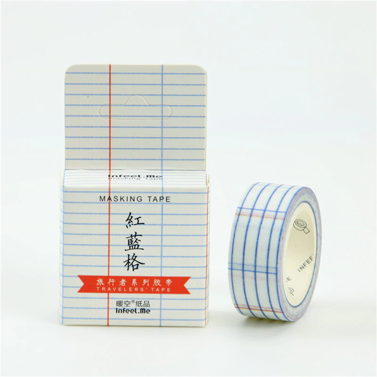 Blue Red Grid Washi Tape