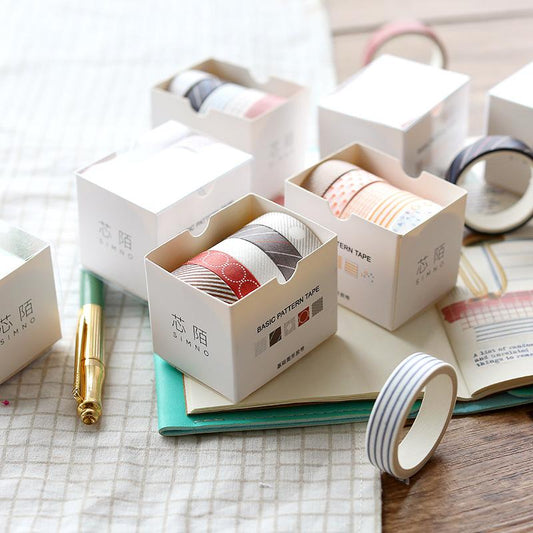 5 piece Geometric Slim Washi Tape Box Set
