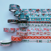Load image into Gallery viewer, 9 piece Christmas Wreaths Washi Tape Set
