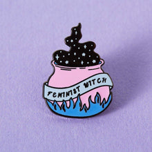 Load image into Gallery viewer, Feminist Witch Cauldron Enamel Pin
