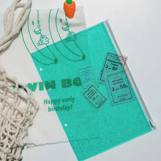 A5 glitter zipper bag