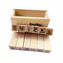 Load image into Gallery viewer, 12 Pcs/set Lovely Happy Life decoration wooden rubber stamps
