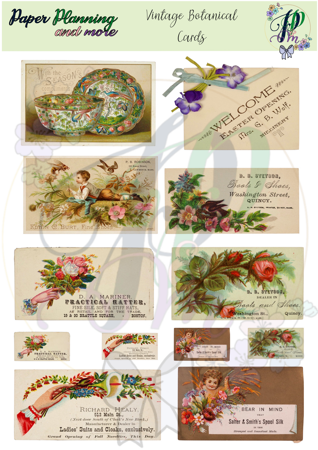 Vintage Botanical Cards Sticker Sheet 3