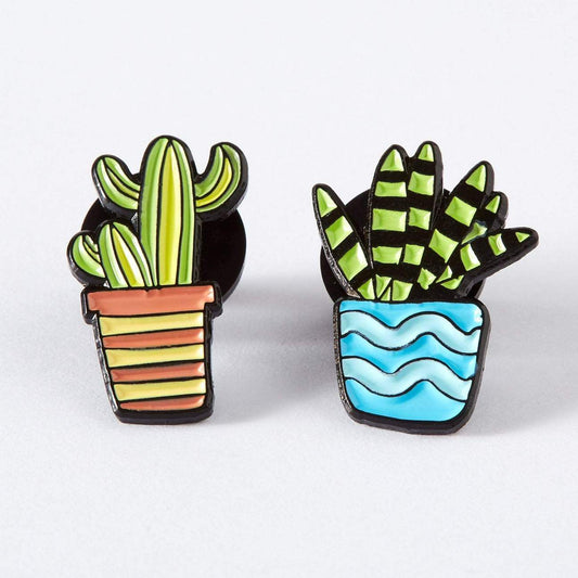 Blue & Orange Cactus Duo Enamel Pin Set