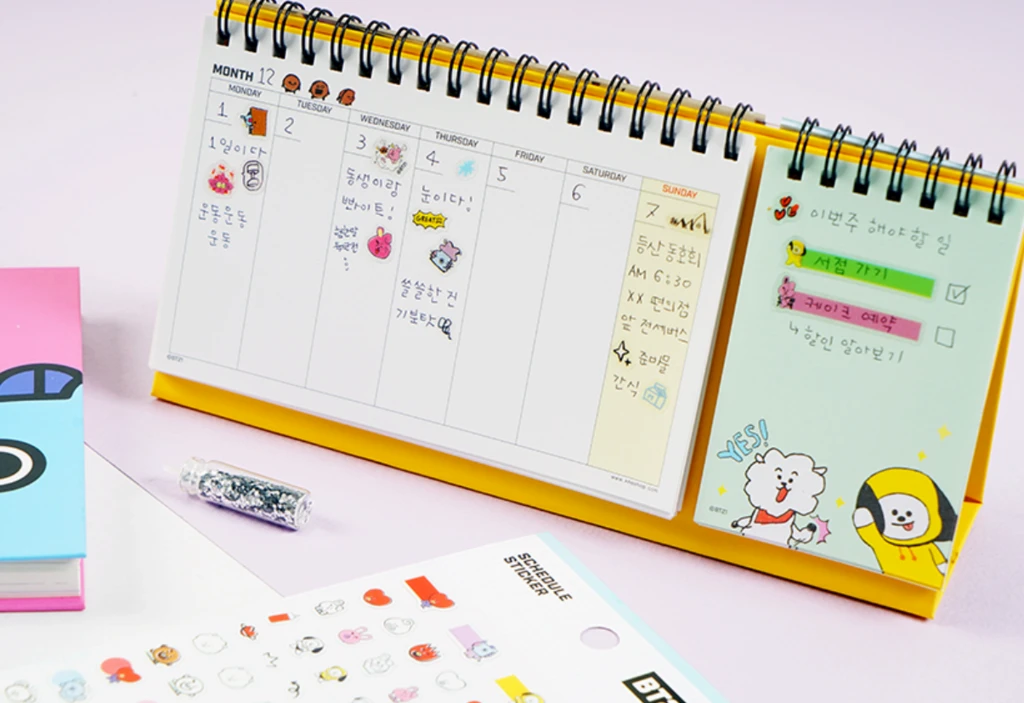 BTS BT21 OFFICIAI SCHEDULE STICKER