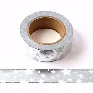 Foil Silver Starts Washi Tape