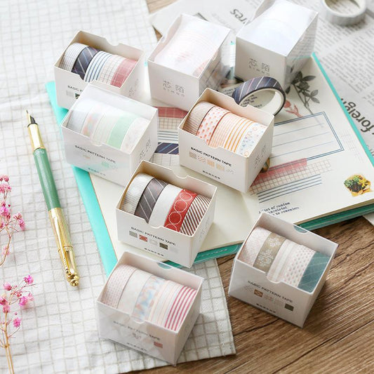5 piece Geometric Slim Washi Tape Box Set