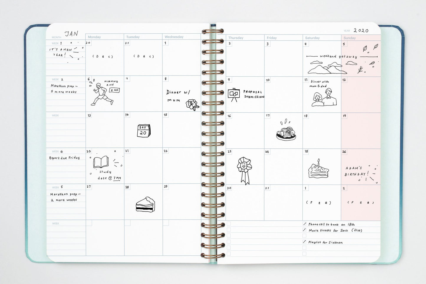 Almond Blossoms Undated Planner - Weekly Horizontal