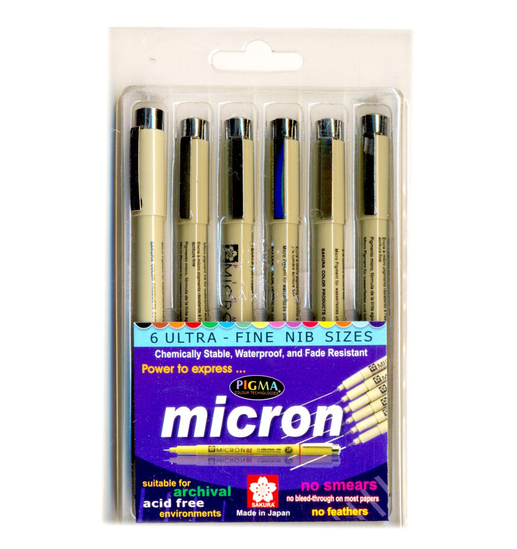 Sakura Pigma Micron Pen - set of 6