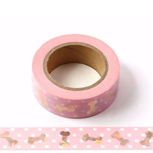 Load image into Gallery viewer, Pink Polka Washi Tape With Gold Foil Bone
