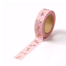 Load image into Gallery viewer, Pink Polka Washi Tape With Gold Foil Bone
