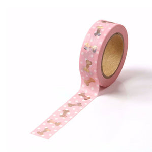 Pink Polka Washi Tape With Gold Foil Bone