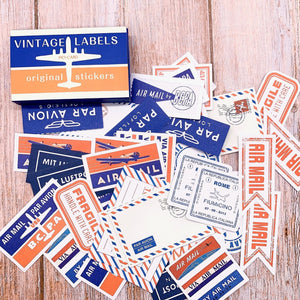 60 Piece Vintage Air Mail Stickers