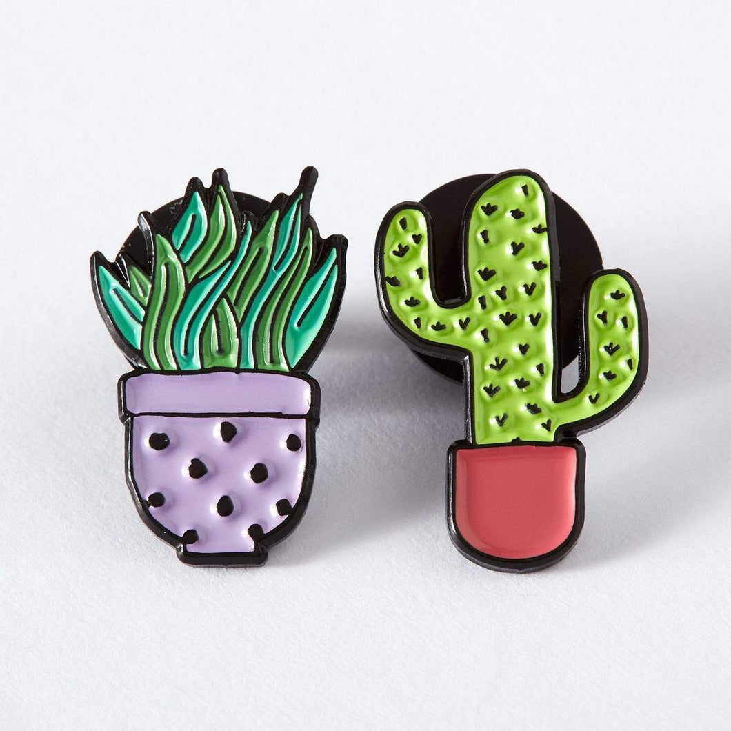 Lilac & Pink Cactus Duo Enamel Pin Set