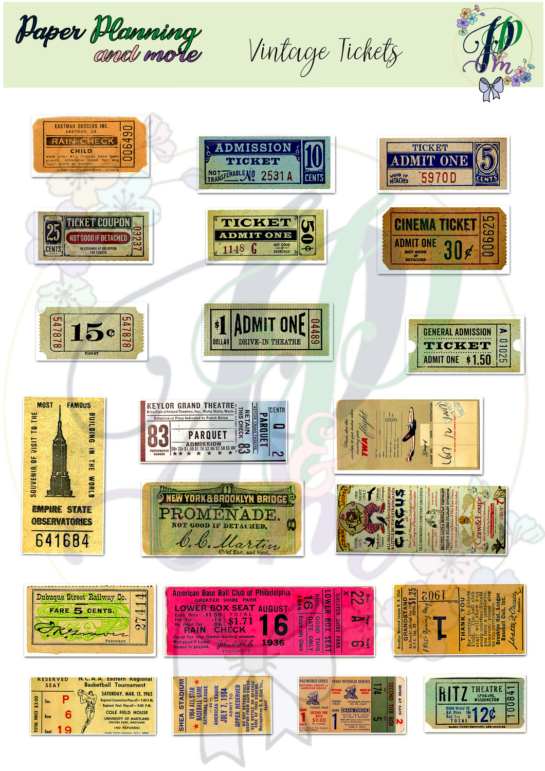 Vintage Tickets Sticker Sheet 3