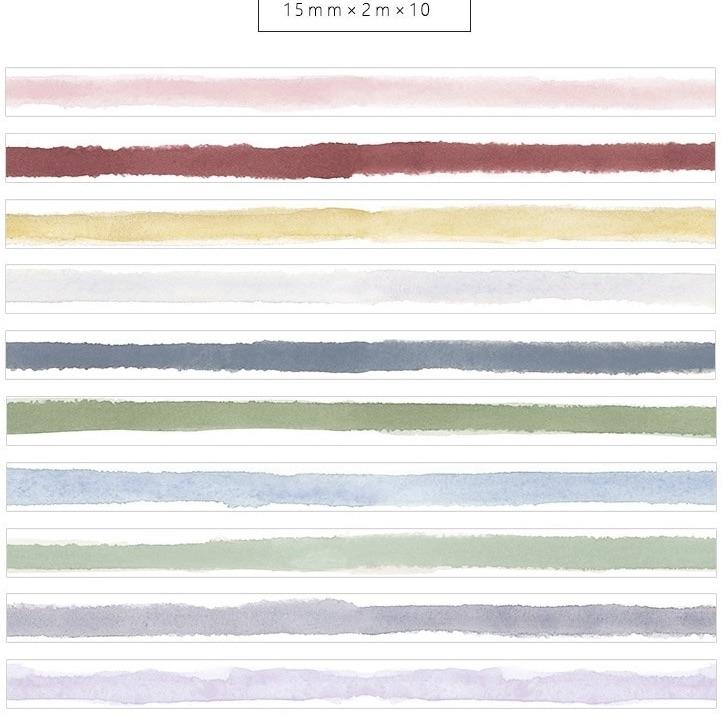 10 Piece Retro Rainbow Washi Tape Set