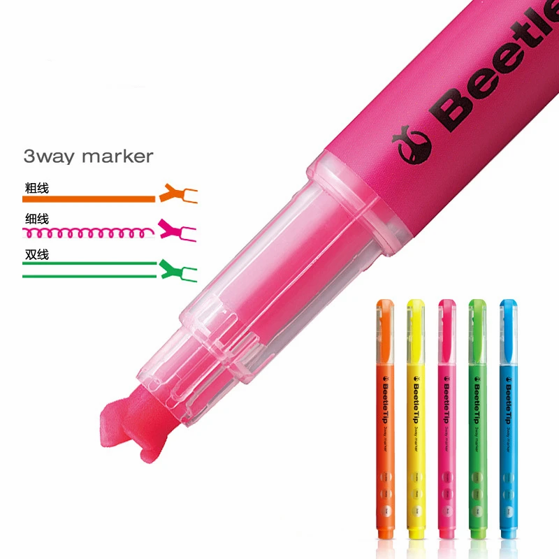 Kokuyo Beetle Tip 3Way Highlighter Pen
