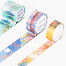 Load image into Gallery viewer, 3 Piece lotus Crane Gilded Washi Tape Set
