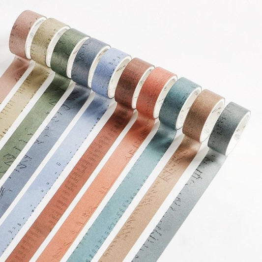 10 Piece Vintage Color Washi Tape Set