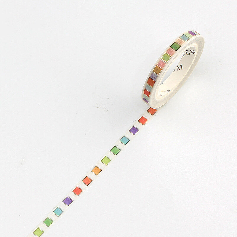 BGM Slim Washi Tape- Colourful Checks