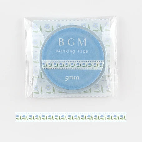 BGM Garden Blue Ribbon Slim Washi Tape