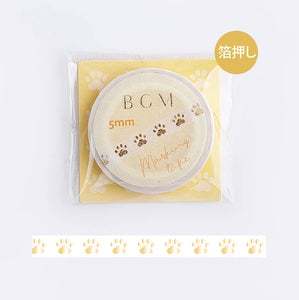 BGM Slim Washi Tape- Gold Cat Hand