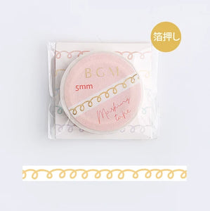 BGM Slim Washi Tape- Gold Writing