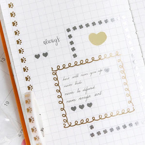 BGM Slim Washi Tape- Gold Writing