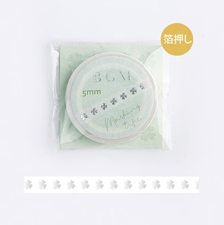 BGM Slim Washi Tape- Silver Clover