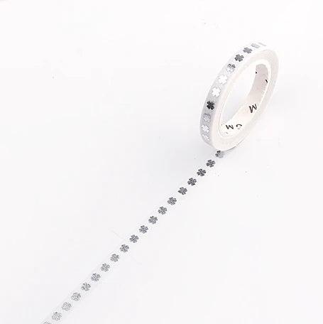 BGM Slim Washi Tape- Silver Clover