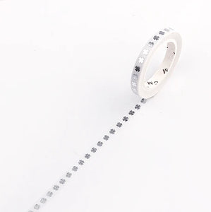 BGM Slim Washi Tape- Silver Clover